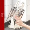 Drehbarer Küchenmesser- und Utensilienorganizer aus Edelstahl mit Abtropfgestell