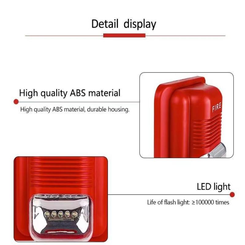 

1Pcs Sound & Strobe Alert Security System 12V 24V Fire Alarm Warning Strobe Siren Horn For Home Office Hotel Restaurant one size