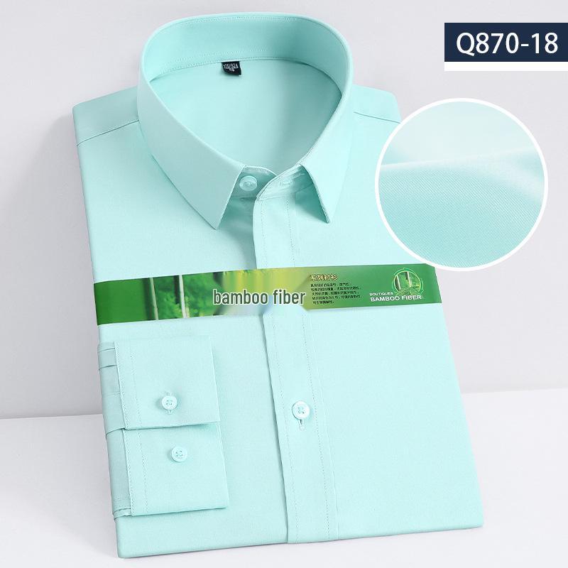 Men's 2026 Bamboo Fiber Slim Fit Long Sleeve Dress Shirt - Comfortable, Iron-Free Business Workwear