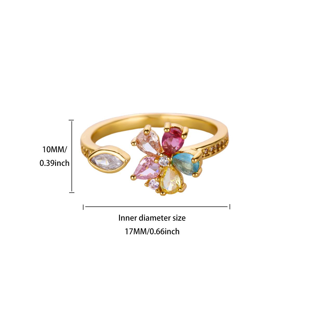 

Cute Colored Crystal Zircon Flower Rings For Women Vintage Open Gold Color Wedding Promise Ring Jewelry Valentine s Day Gift