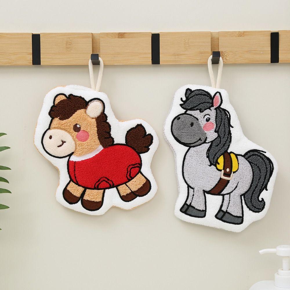 Lucky Horse Hand Towel Strong Water Absorption Soft Thick Absorbent Towels Thickened Hanging Style Hanging Towel