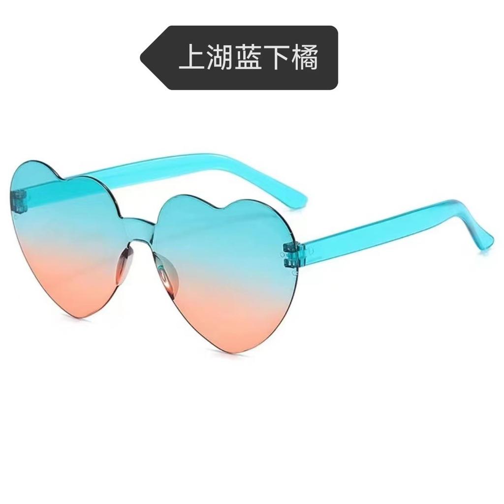 Peach Heart Sunglasses Love Glasses Trend Frameless One-Piece Marine Film Dazzling Color Sunglasses