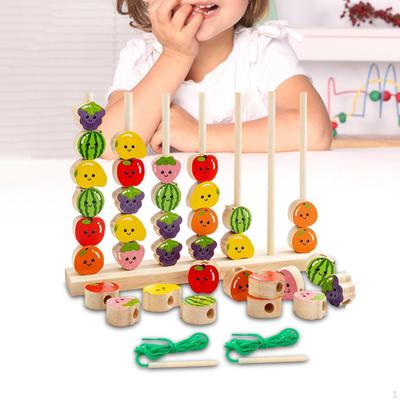 Wooden Beads Sequencing Toy Set Matching Shape Preschool Learning Activities Sorting Stacking Blocks