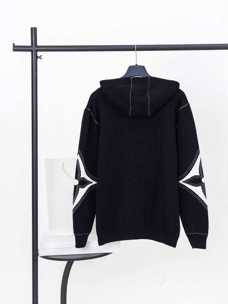 Cross25SS Unisex Autumn/Winter Embossed Knit Zipper Cardigan Hoodie