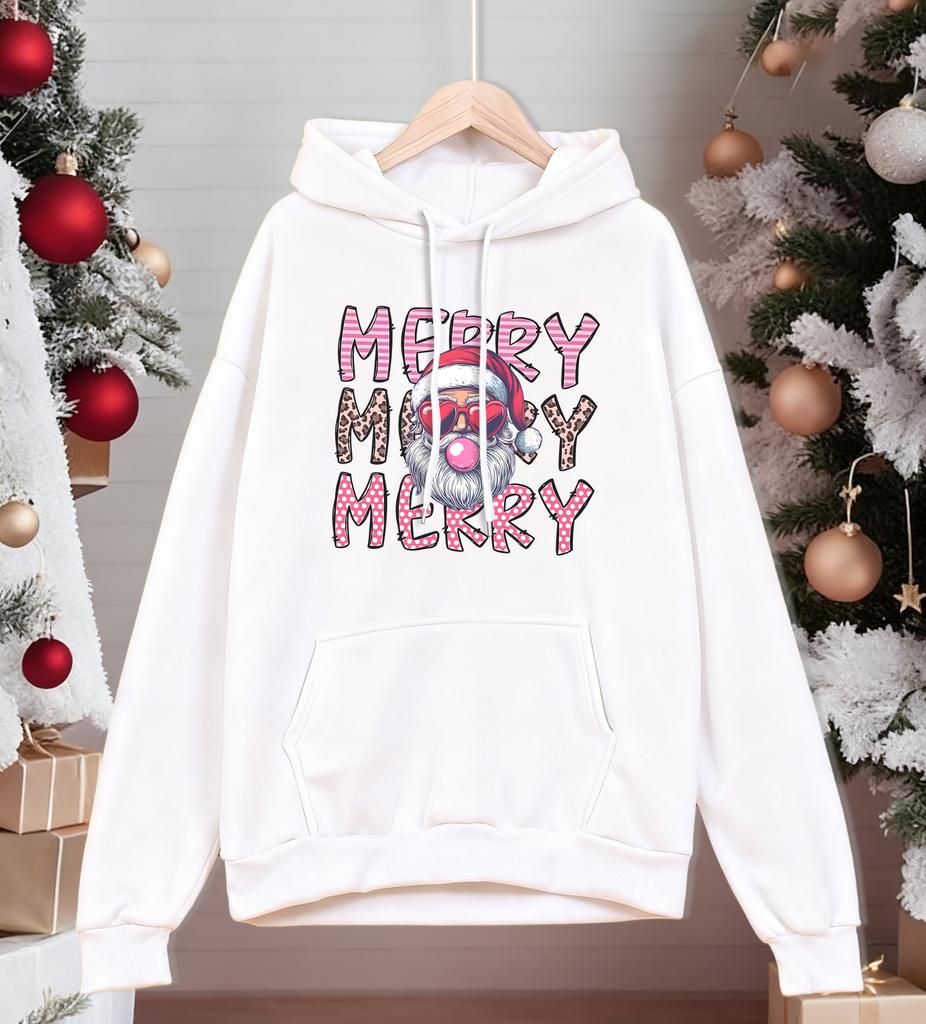 Merry Christmas Santa Claus Printed Men Hoodies Fleece Autumn Hoody Casual Oversized Sportswear Pocket Comfortable Pullovers