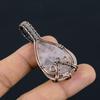Natural Rose Quartz Gemstone Handmade Copper Wire Wrap Gift Pendant 2.2" C4s15