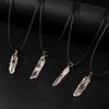 Colgante de cristal natural, cristal blanco, forma flexible, collar de seda, joyería irregular, regalo de Navidad, regalo de San Valentín, regalo para novia