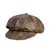Octagonal Cap Pu Leather Beret British Style Painter Hat Elegant Artist Cap  Women