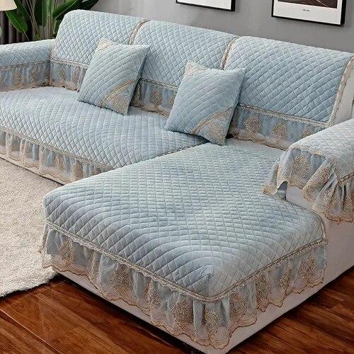 Covoraș pentru canapea cu fustă mare de culoare uni