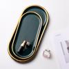 Creative Gilt Border Marble Ceramic Oval Tray Western Dinner Plate Dessert Plate Home Jewelry Storage Tray Interior Decoration