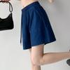 Letnie Damskie Luźne Szorty Jeansowe Modne Kieszenie ze Sznurkiem Szerokie Nogawki Szorty Denim Eleganckie Szorty Jeansowe A-line Casualowe Plisowane Szorty ze Stanem 948