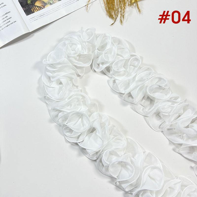 10 Yards 10cm Width Pleated Chiffon Tulle Lace Trim Ruffled Lace Fabric Applique Ribbon Trim Edge For DIY Sewing Dress Curtain