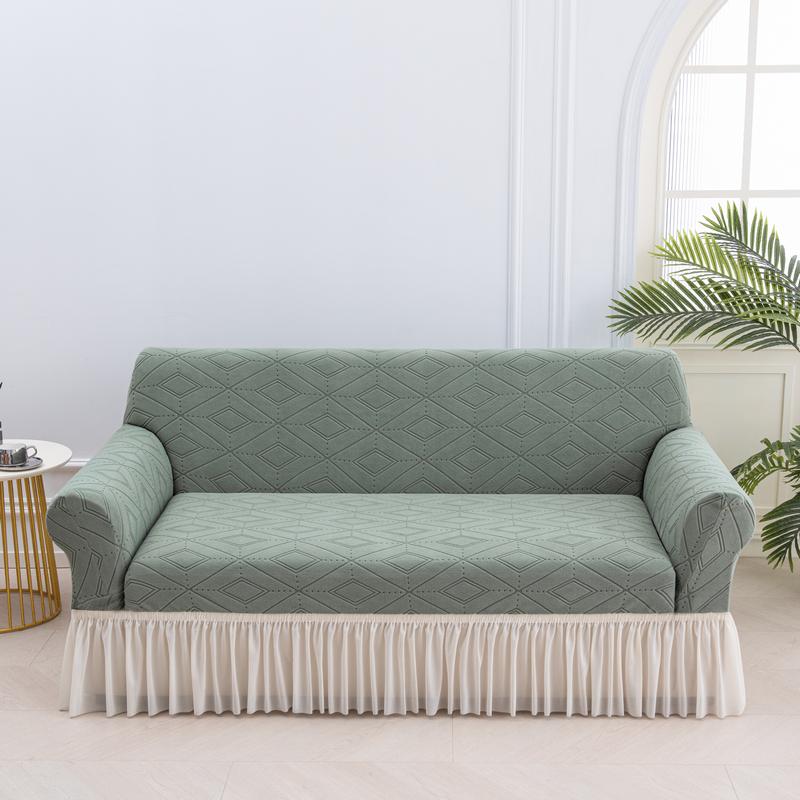 1/2/3/4 Seater Sofa Cover With Skirt Geometry Jacquard Elastic All-Inclusive Sofa Cover For Living Room