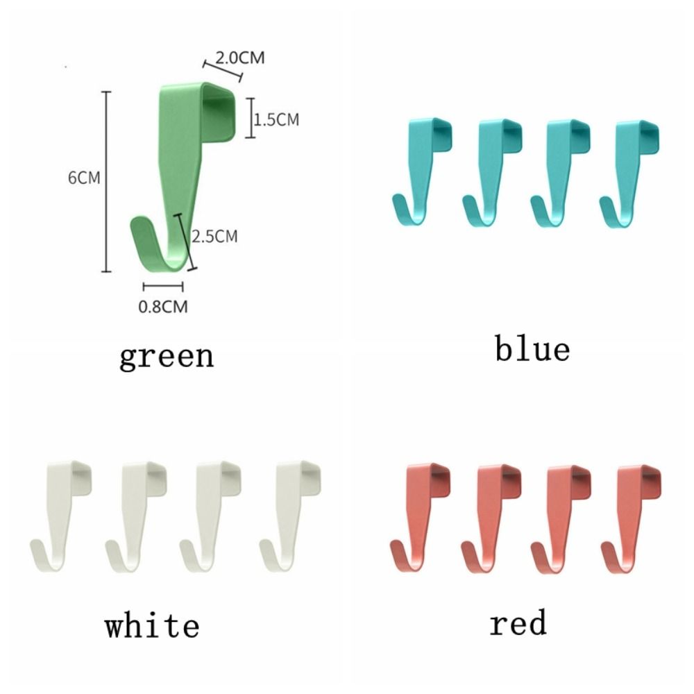 4pcs Punch Free Door Back Hook Carbon Steel Cabinet Storage Rack Creative Closet Hook  Hat