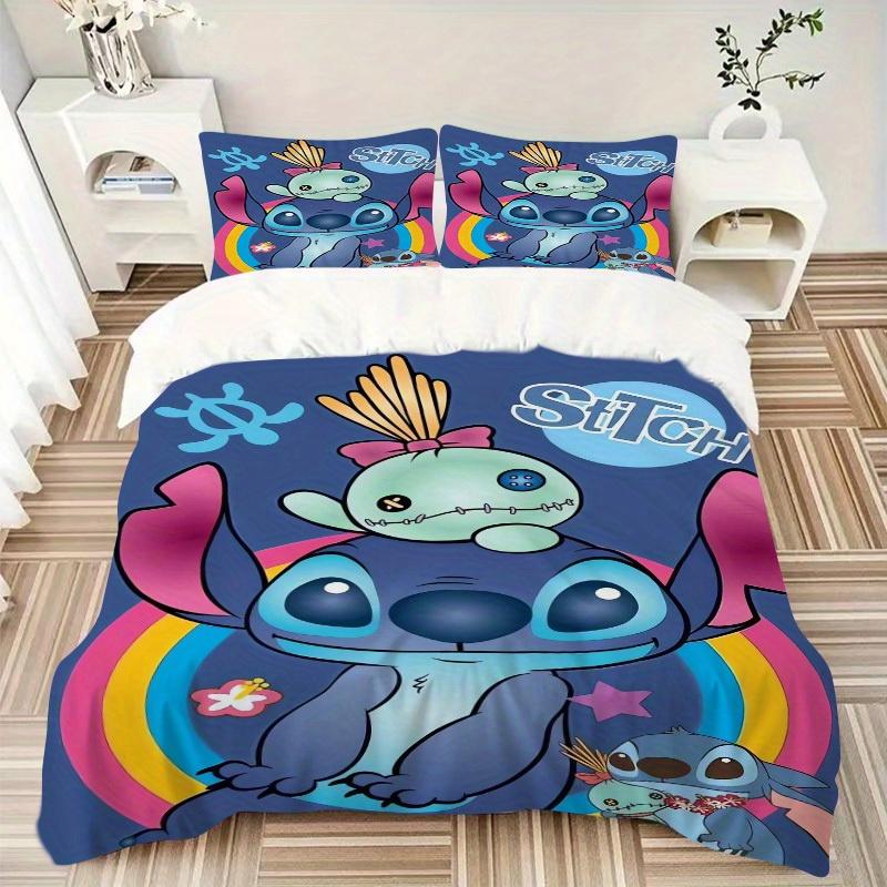3-teiliges Set Stitch, Alien, Regenbogen-Aufdruck Bettwäsche Bettbezug, weicher und bequemer Bettbezug geeignet für Schlafzimmer und Gästezimmer24