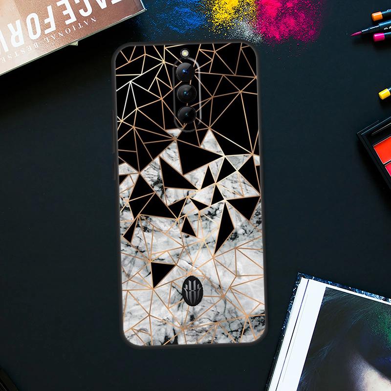 Geometric Marble Case For ZTE Nubia Red Magic 9 Pro Plus RedMagic 8 8S Pro Plus 6 7 6S 7S Pro 5G 5S 6R Cover