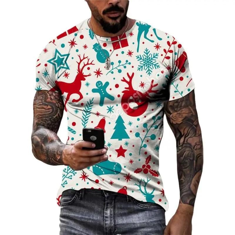 Christmas Party Christmas Gift Harajuku 3D Printed Men's and Women's New Round Neck Short Sleeved Children's Fashionable T-shirt