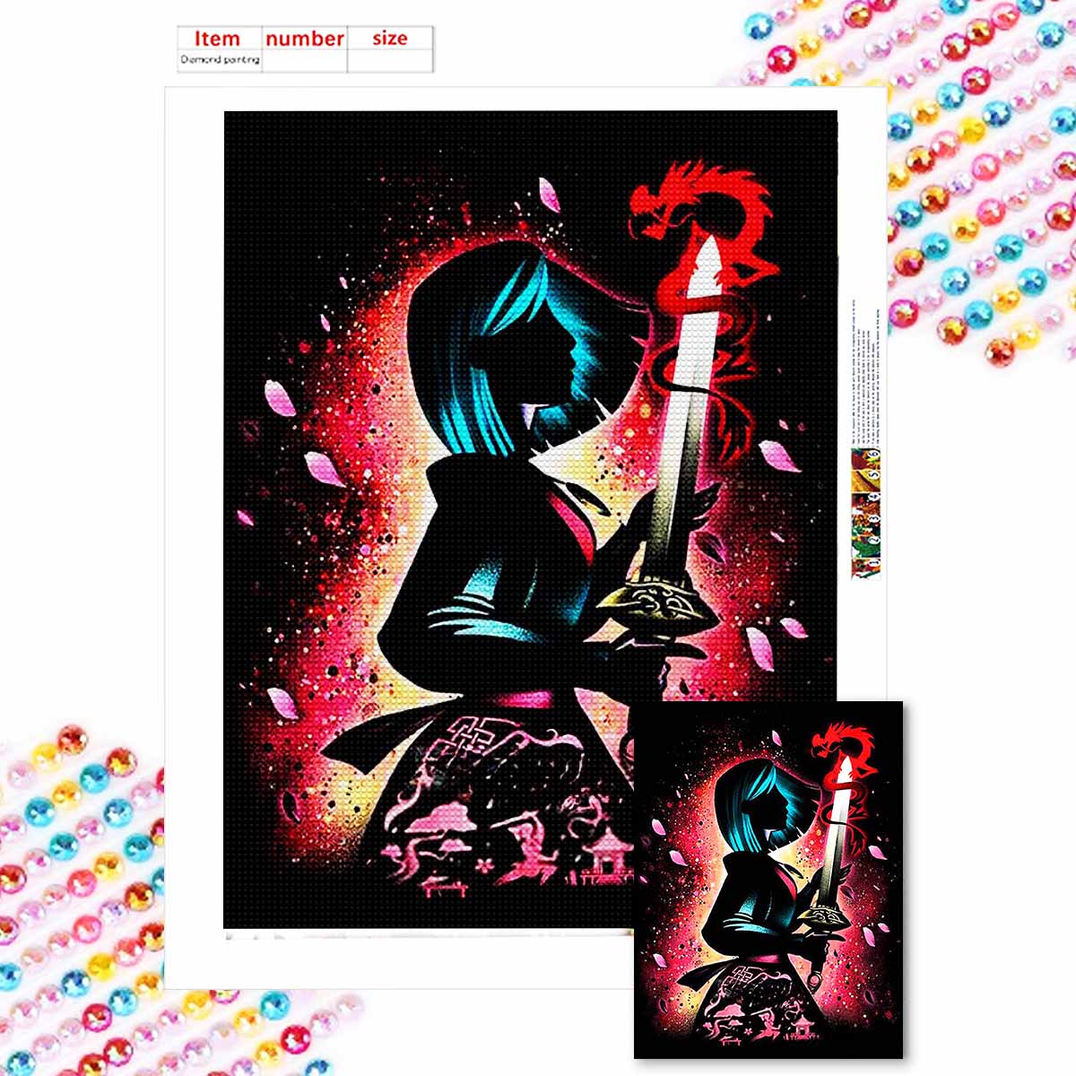 

Полная круглая алмазная живопись Принцесса Хуа Мулан Искусство Стразы Картина Мозаика Сделай сам 5D Вышивка крестом Украшение для дома Round 20x30cm