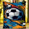 Soccer Theme Printed Blanket - Perfect for Couch, Bed, Travel & Outdoor Use | Machine Washable, Cozy & Durable.