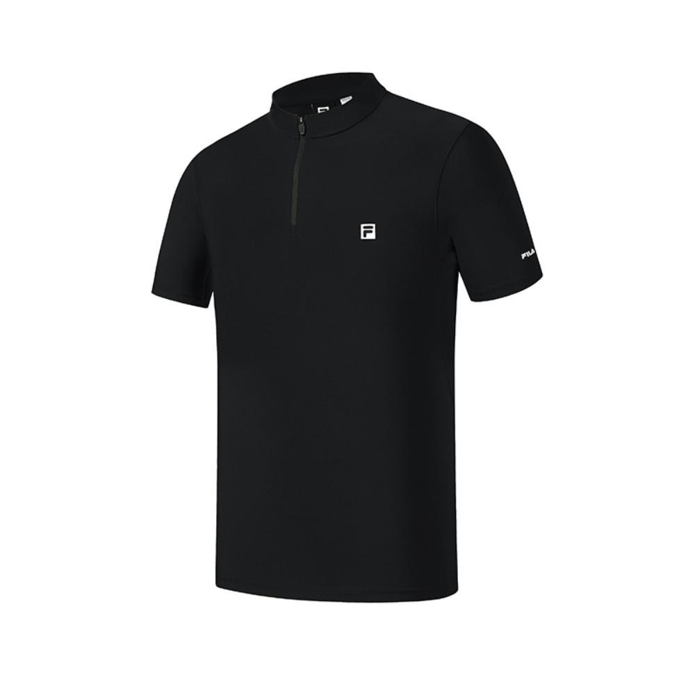 FILA Explore Minimalist Stand Collar Sports Outdoor Cool Feeling Moisture Wicking Quick Dry Short Sleeve T-Shirt Men Tops Deep-Black A51M627101FBK