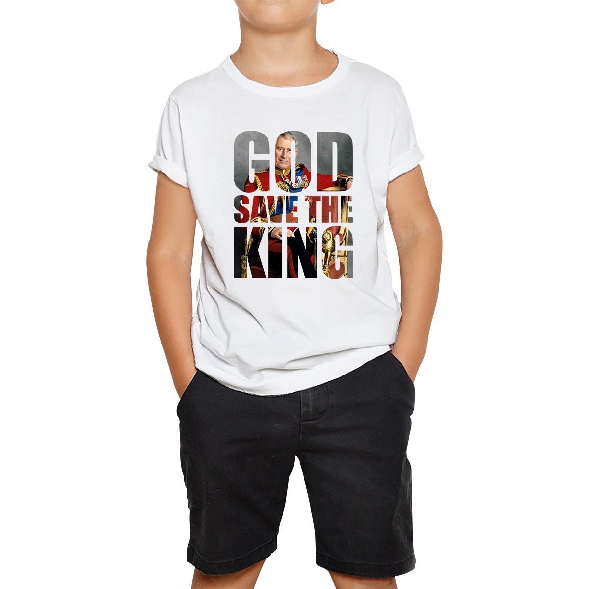God Save The King Coronation Of King Charles III 2023 Ruling Monarch Of England CR III His Majesty Kids T Shirt 140