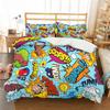 3D Cartoon Graffiti Print Polyester Bedding Set For Kids Boys Teens King Size Home Textiles Soft Comfortable