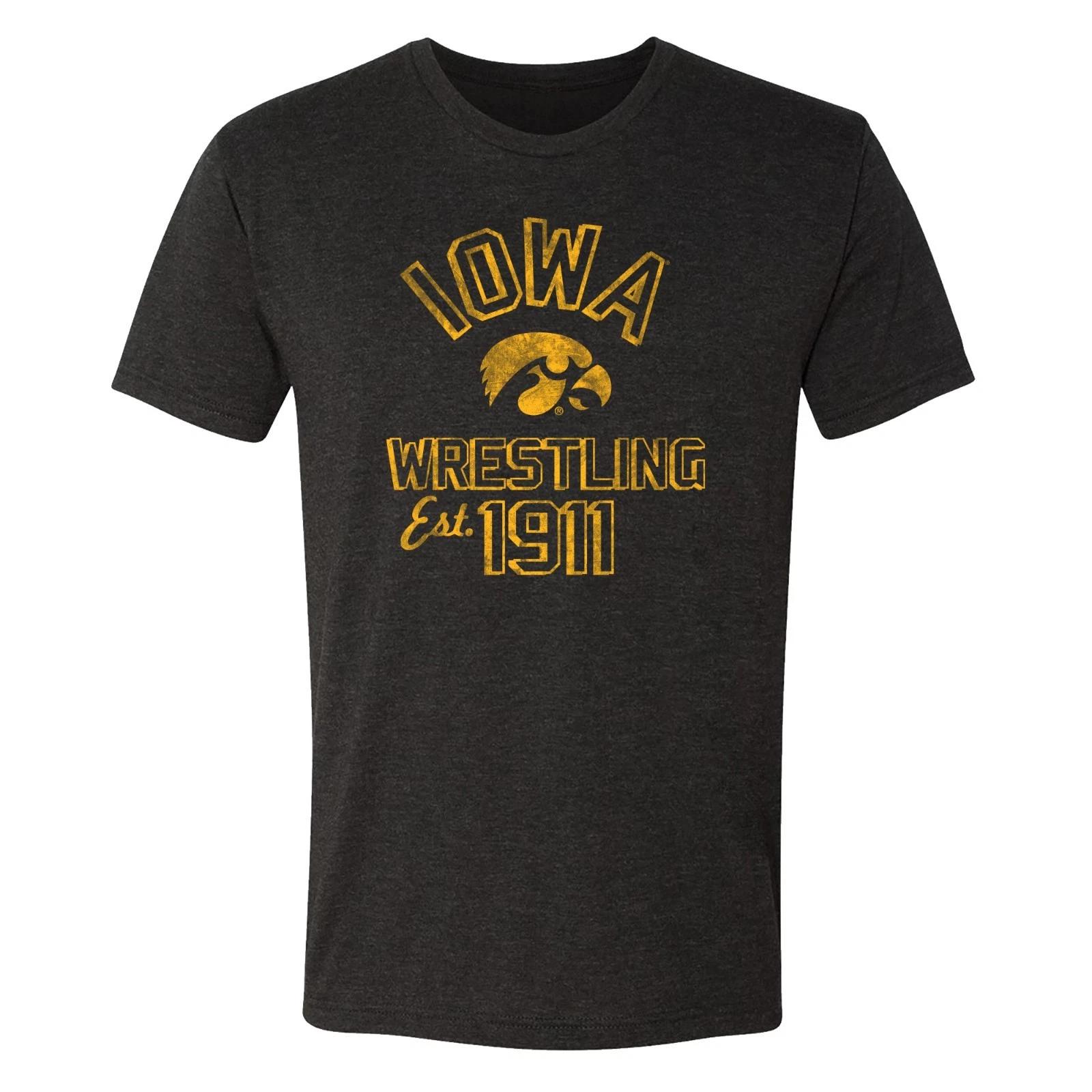 Iowa Hawkeyes Wrestling Est 1911, Team Color Triblend T Shirt - Vintage Black XL