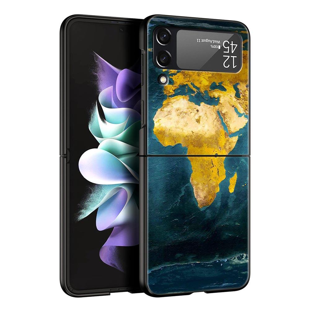 

Africa Map Geography Painted Phone Case For Samsung Galaxy Z Flip 6 5 4 3 Shell For Samsung Z Flip3 Flip4 Flip5 Hard PC Cover Z Flip 5