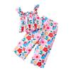 Girls' Fashion Set Summer Children's Casual Floral Print Holiday Top and Pant Set