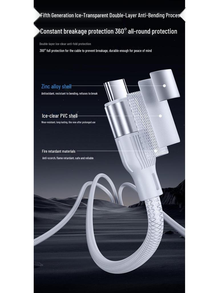 120W Fast Multi-Charging Cable: 3-in-1 for Apple, Huawei, Android, Type-C