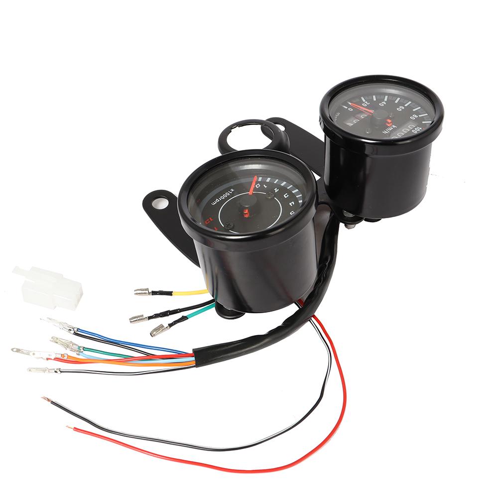 2-in-1 Motorrad Kilometerzähler Tacho Drehzahlmesser Modifizierte LED Geschwindigkeitsmesseranzeige Motorrad Kilometerzähler Universell Für Cafe Racer