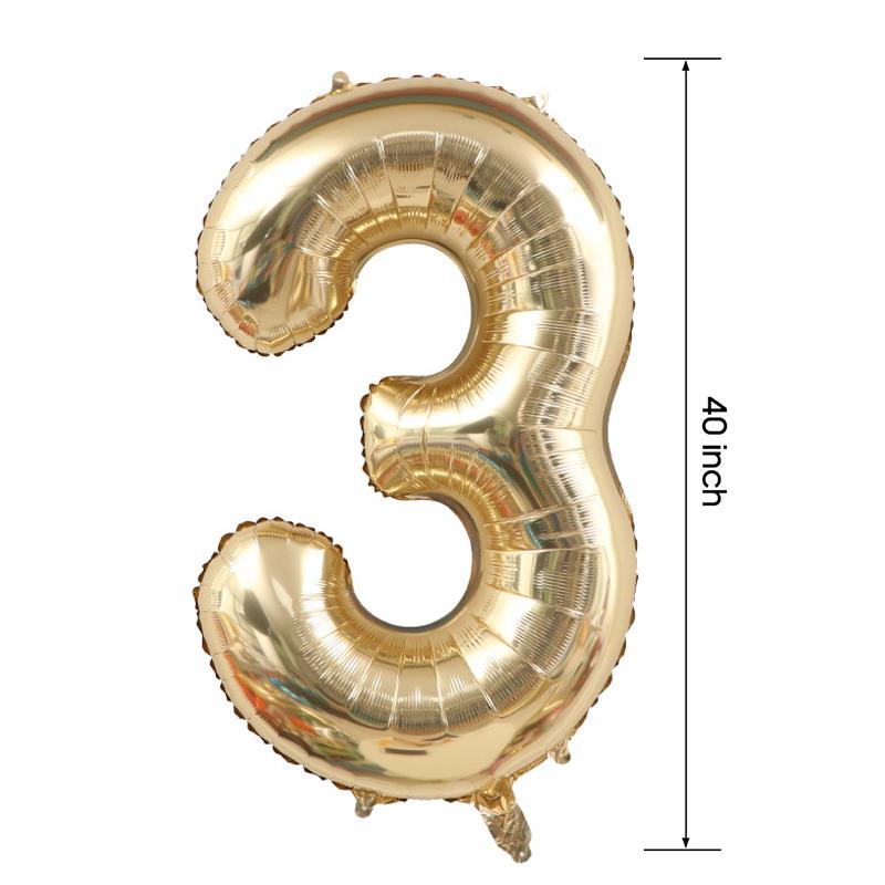 40inch Light Gold Foil Number Balloons for 1st Kids 30th Adult Birthday Party Decoration Supplies Large 0-9 Helium Digit Globos