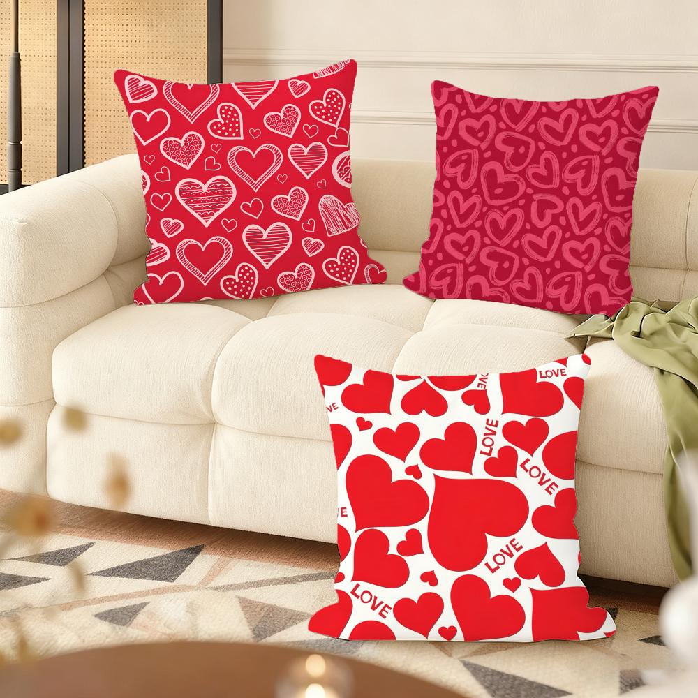 Valentines Day Cushion Cover Natural Linen Organic Fabric DoubleSided Printing Couch Pillow Covers Home Decor