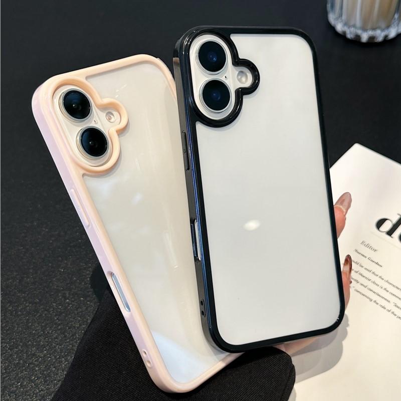 Clear Candy Color Bumper Case For iPhone 16 15 14 13 Mini 12 11 Pro Max XR XS X Plus Soft Bumper Shockproof Hard Back Cover