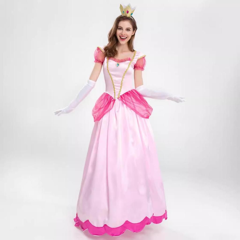 Super Mario Princess Peach Halloween Cosplay Costume