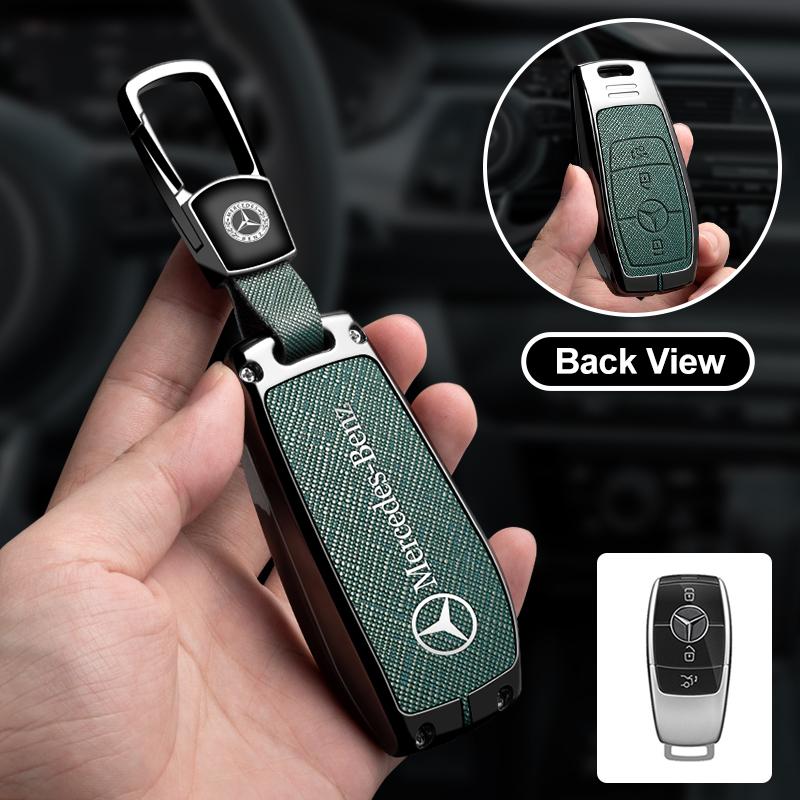 Zinc Alloy Leather Car Key Case Cover Shell For Mercedes Benz AMG A C E S G Class GLC CLE CLA GLB GLS W177 W205 W213 W222 X167