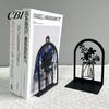Metal Bookend 1 Pair Flower Bookends, Decorative Vase Book Ends for Shaped Shelves, Black Holder Stopper Home Office Reading Room Desktop