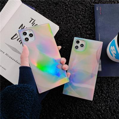 Basit Lazer Kare Telefon Kılıfı Iphone 13 Pro Max 12 11 Pro Max 7 8 Plus X Xr Xs Max Se 2020 Yumuşak Silikon Kılıf Arka Kapak