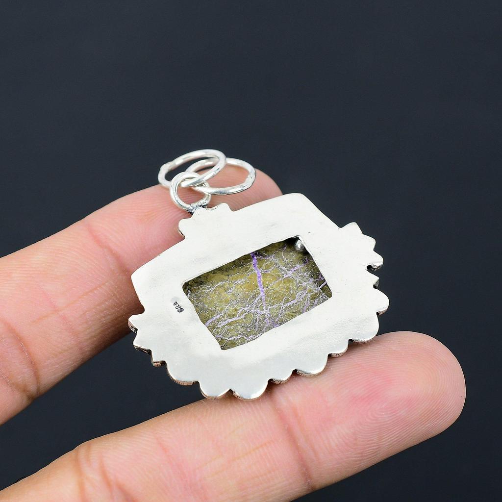 Gift For Women Jewelry Pendant 925 Sterling Silver Natural Purpurite Gemstone