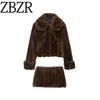 Za Autumn and Winter New Women's Clothing Zr European and American Style Faux Fur Jacket Mini Skirt 4341938 8338505