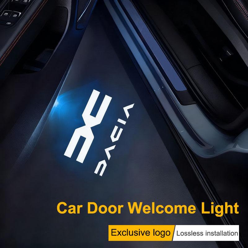 2Pcs HD Car Door Welcome Light Led Projector Lamp Accessories For Dacia Bigster Spring Duster Sandero Jogger Dokker Lodgy