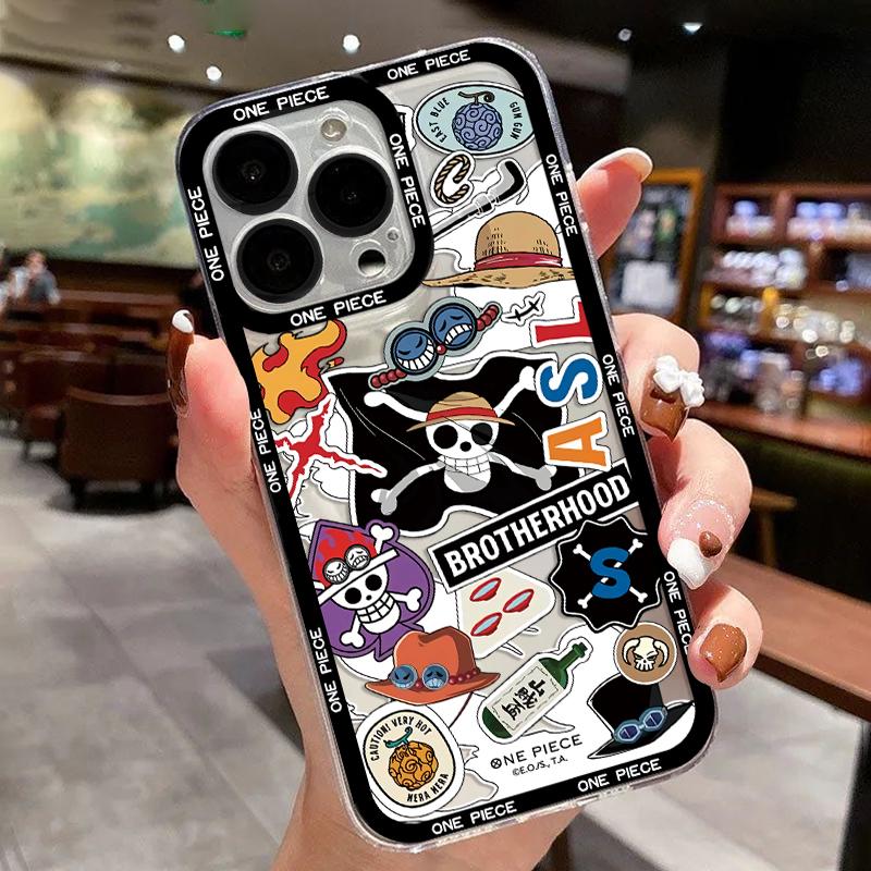 Japanese Anime L-Luffys LOGO Case For iPhone 16 15 14 13 12 11 Mini Pro Max X XR XSMax 7 8 Plus SE20 Ones Pieces Clear Cover