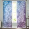 Mandala Datura Buddhism Ethnic Voile Curtains Kitchen Living Room Bedroom Decor Tulle Window Treatment Boho Sheer Made Of Polyester