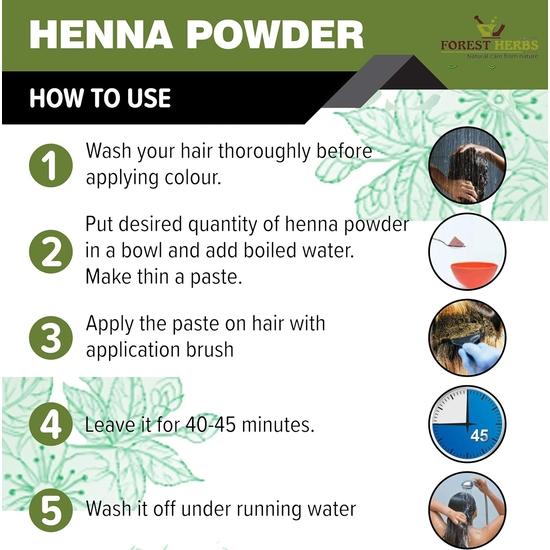 The Forest Herbs Naturlig pleie fra naturen Økologisk henna-pulver for hårfarge og vekst, 200g - (brun) Rødlig