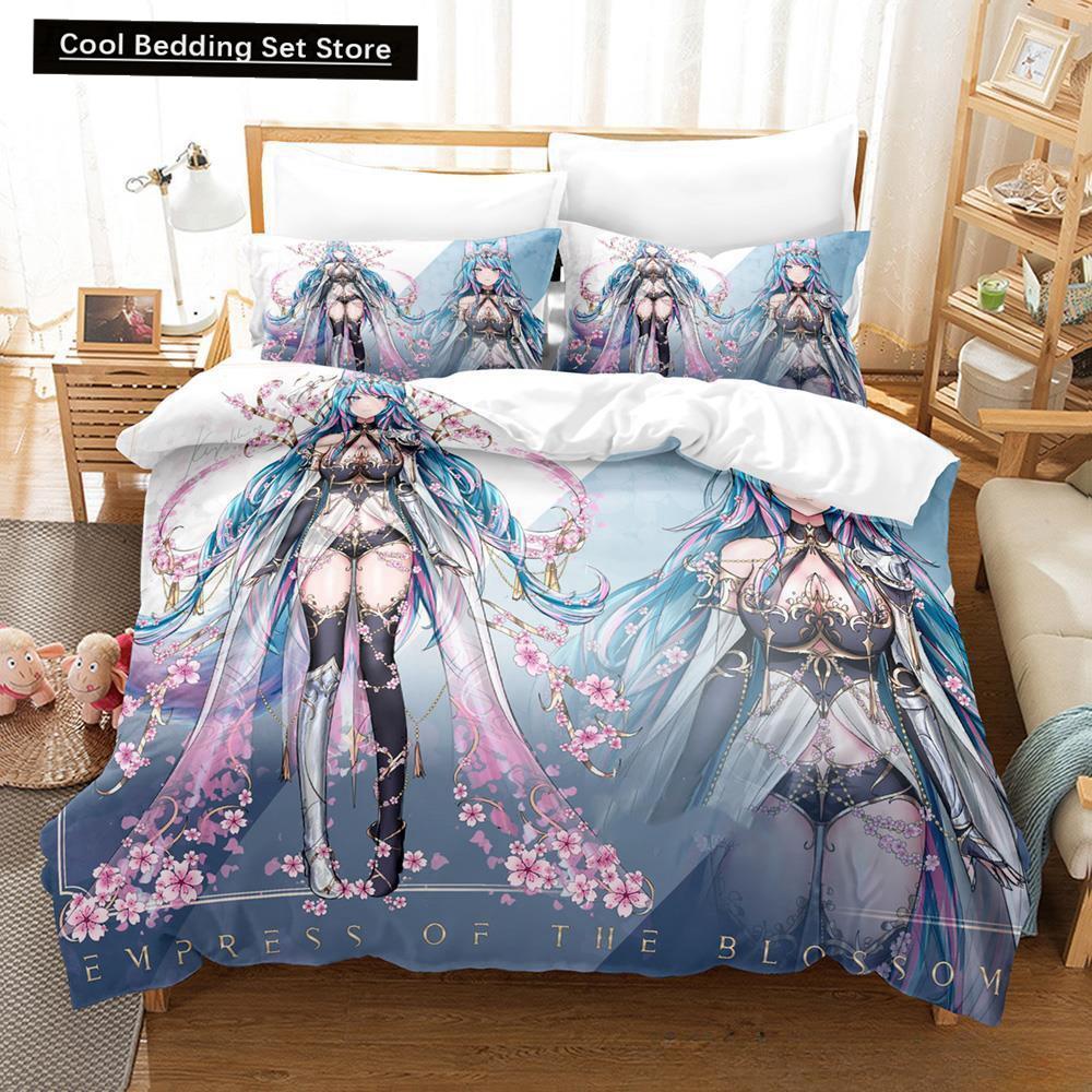 3D Anime Sexy Girls Silvervale VTuber Bedding Set Single Twin Full Queen King Size Bed Set Adult Kid Bedroom Duvet Cover Sets