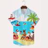 Autumn and Winter Men's Short Sleeved Shirt New Year's Christmas Pattern Digital Printed Shirt Top Men's Casual Shirt