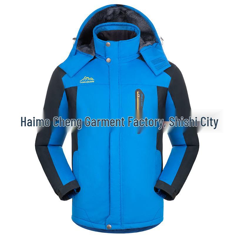 Men's Plus Size Hooded Winter Jacket: Thickened Velvet, Warm Cotton Coat for Outdoor Mountaineering