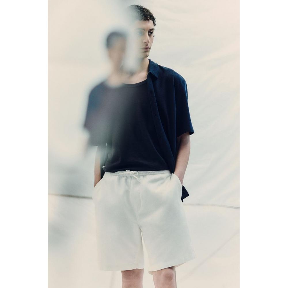 H M Relaxed Fit Linen Blend sHorts wHite