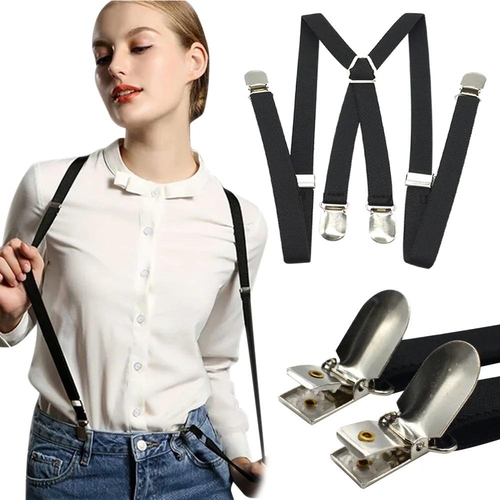 1.5CM Wide Unisex Adjustable Strap - X Back with Metal Hooks, 4 Clips, 2 Pieces