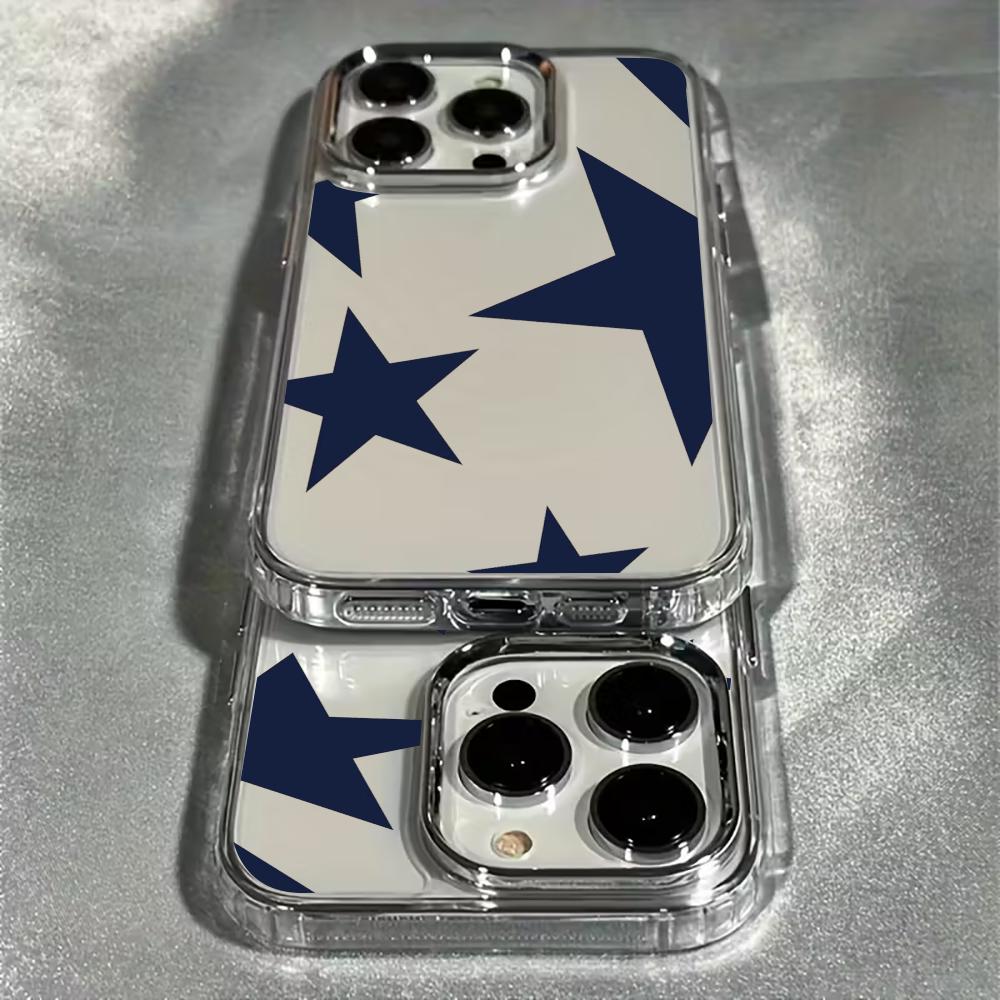 Blue star pattern phone case suitable for iPhone 17 16 15 14 13 12 11 Pro/Max/Plus anti drop and shockproof back cover